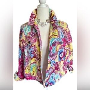 Life style pastel and rhinestone jean jacket size large